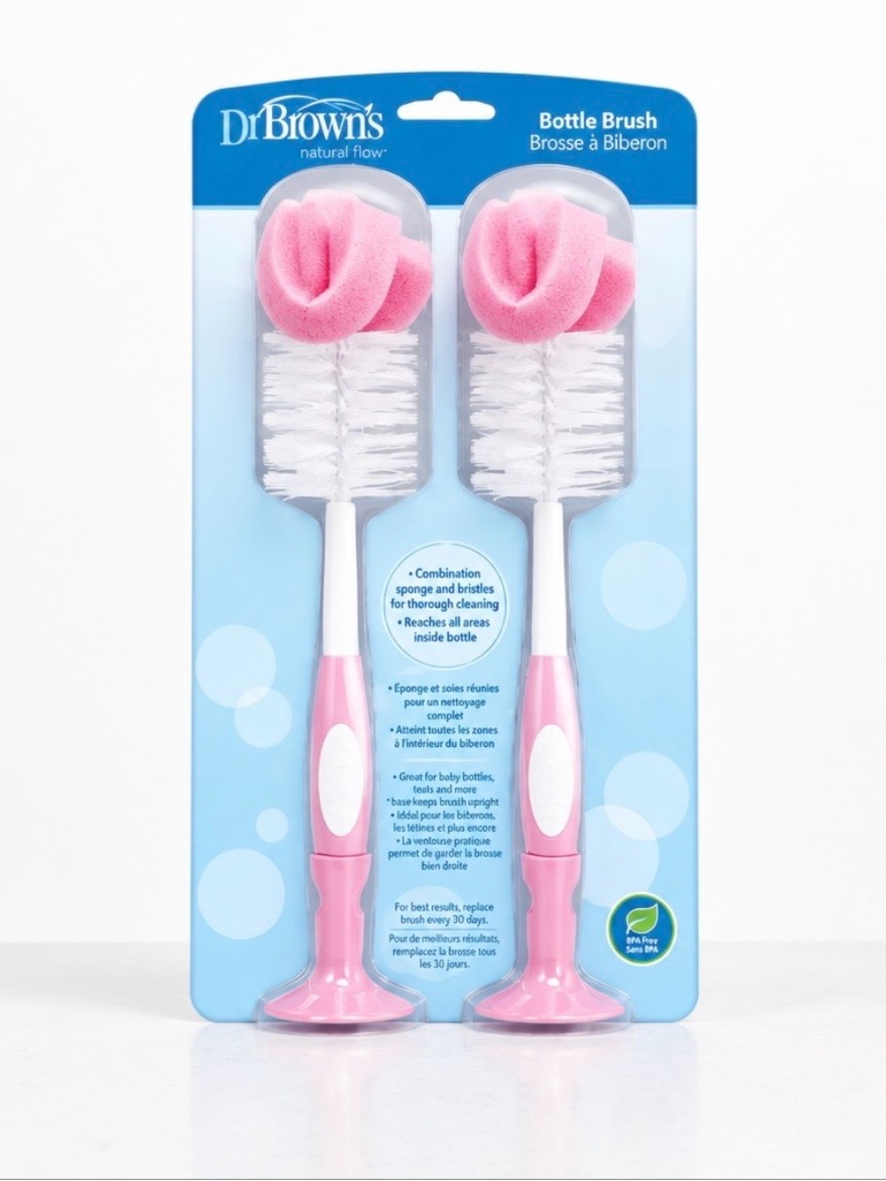 NIP/ Dr. Brown’s Natural Flow Baby Bottle Brush 2-Pack – Pink